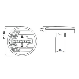 LED Rear Lamp Left &Oslash;140mm + Dynamic side-indicator