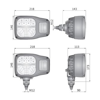LED Headlamp With Direction Indicator + AMP Superseal Connector K7