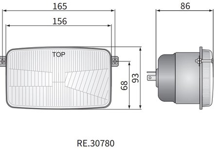 Headlamp H4 156x93x86 2-bolt mounting