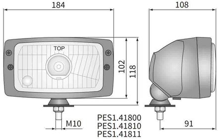 Headlamp, H4, 184x102x108, 24V