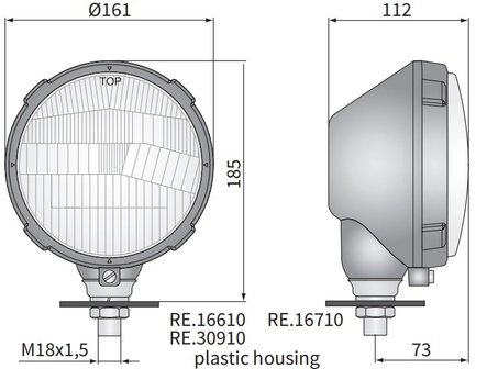 Headlamp, H4, &Oslash;161x112 Plastic Right