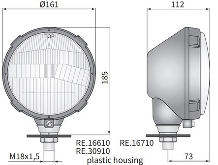 koplamp H4 &Oslash;161x112 mm Rechts