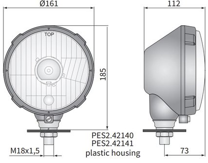 Headlamp &Oslash;161x115, H4, plastic