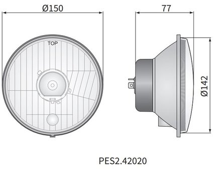 Headlamp H4 &Oslash;150x77 Metal Housing