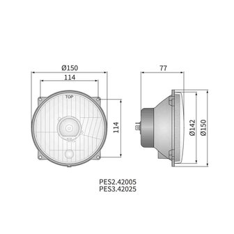 Headlamp &Oslash;150, H4, hole pattern 114x114