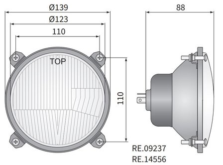Koplamp &Oslash;139x88mm Incl R2 12V Lamp