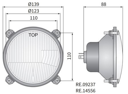 Headlamp &Oslash;139x88 Incl 12V R2 Lamp