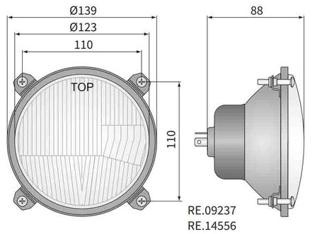 Koplamp &Oslash;139x88 Incl 24V Lampen