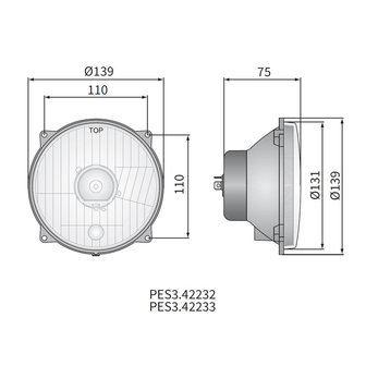 Headlamp H4 &Oslash;139x75 4-bolts mounting