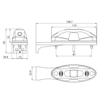 LED Marker Lamp 3-Functions 10-30V Angled Mounting (AMP Superseal connector)