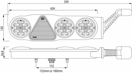 Led Rear Lamp with Marker Lamps 4 Functions + Reversing Light and Fog Lamp Left