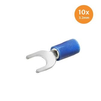 Pre-Insulated Fork Blue 3.2mm 10 Pieces