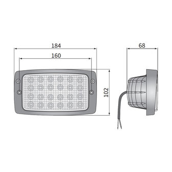 Wesem Built-in Tractor LED Work Light Withe Frame 184x102mm