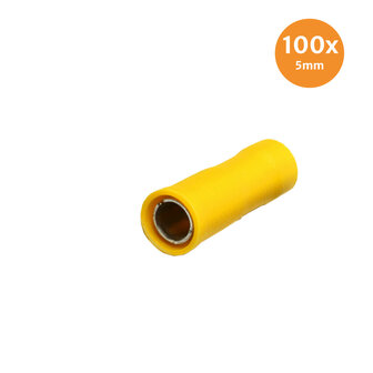 Fully Insulated Receptacle Disconnectors Yellow 5mm (4-6mm) 100 pieces