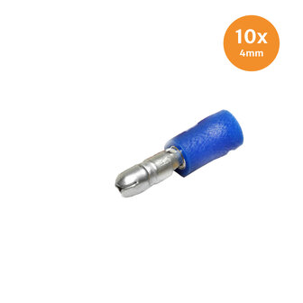 Pre-Insulated Male Bullets Blue 4mm (1,5-2,5mm) 10 Pieces