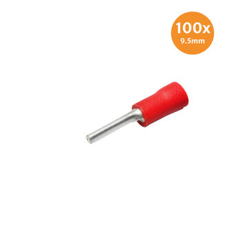 Insulated Pins Red 9.5mm 100 Pieces