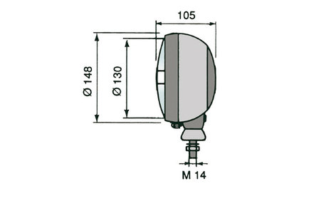 Halogeen Koplamp R2 Rond Opbouw Rechts