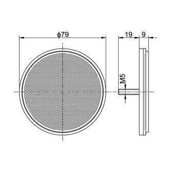 Reflex - Reflector Round M5 Bolt &Oslash;79mm Red