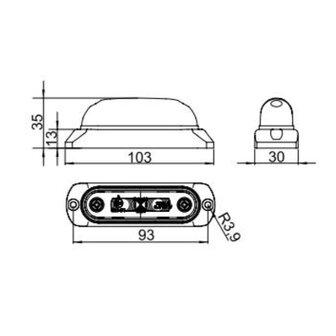 Horpol LED Marker Light White Oval + Mounting bracket LD-377