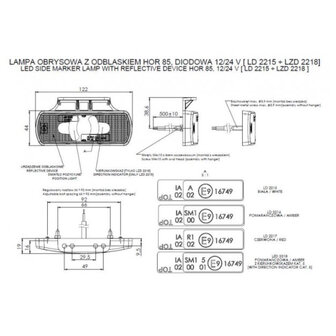 Horpol LED Rear Marker Red 12-24V + Mounting Bracket LD 2221