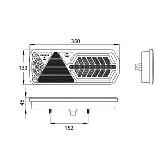 Dasteri DSL-5002TR LED Rear Light Rechts + Triangle Reflector