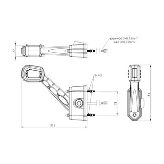 Horpol LED Stalk Marker Lamp + Sensor 3-Functions 12-24V Right