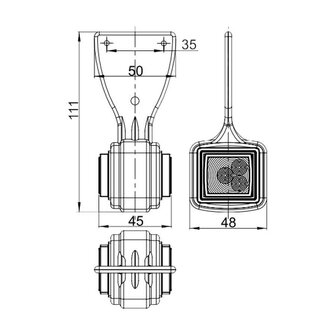 Horpol LED Marker Lamp 2-Functions 12-24V  with 0,2m cable Left