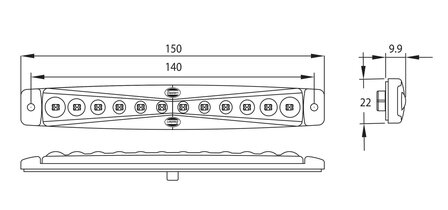 LED Marker Lamp Rear Red Tall 24V