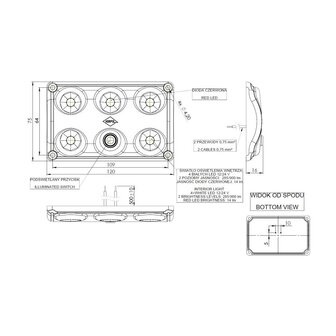 Horpol LED Interior Lamp Red/White Dimmable + Switch LWD 2157