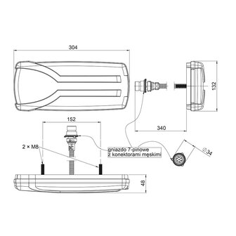 Horpol LED Rear Lamp Right Carmen LZD 2305 + 7-pin Plug