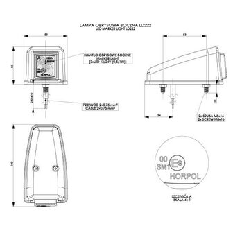 Horpol LED Top Marker Light Orange Square LD-222