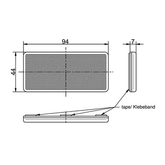 Rectangular Reflex - Reflector White 94x44x7mm