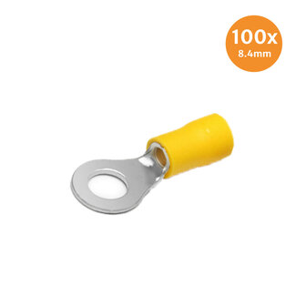Pre-Insulated Ring Terminal Yellow 8.4mm 100 Pieces
