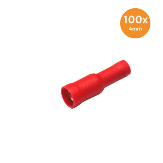 Fully Insulated Receptacle Disconnectors Red 4mm (0.5-1.5mm) 100 pieces