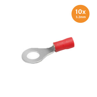 Pre-Insulated Ring Terminal Red &Oslash;3.2mm 10 Pieces
