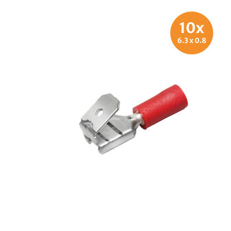 Vlakstekerhuls Met Aftakking Rood (6,3x0,8mm) 10 Stuks