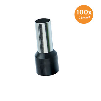 Electric End Terminal Insulated 25mm&sup2; Black 100 Pieces