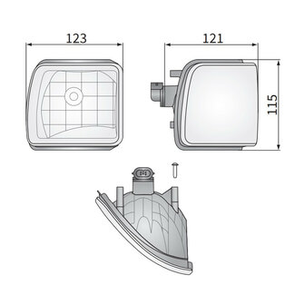 Built-in Work Lamp John Deere Left 123x115x121mm