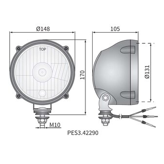 Headlamp diamter &Oslash;148, H4, With housing