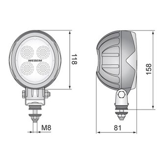 LED Work Light Oval CRV2-FF 1500LM + Deutsch-DT