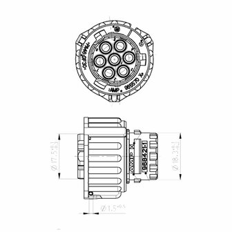 Cable 7-Pin AMP Tail Light Connector 1 Meter