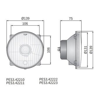 Headlamp H4 &Oslash;139x75 4-bolts mounting