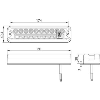 4-Function Rear Led Lamp Rectangular Right