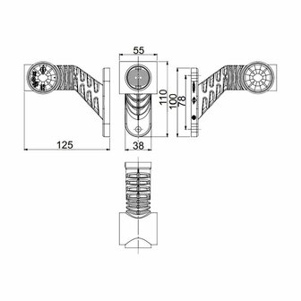 Horpol LED Stalk Marker Lamp 3-Functions + 0,5m cable Short Model Left