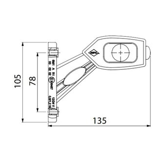 Horpol LED Stalk Marker Lamp 3-Functions + 0,4m cable Short Model Right