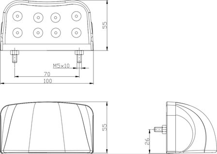 Fristom LED License Plate Light FT-026 Black 12-36V