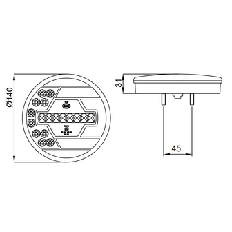 LED Fog And Reversing Lamp Right &Oslash;140mm