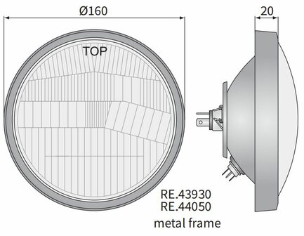 koplamp H4 &Oslash;160x70 + Metalen Frame