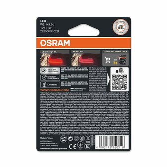 Osram W5W W2.1x9.5d LED Retrofit Red Set 12 volt