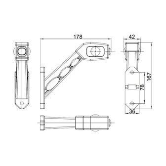 Horpol LED Stalk Marker Lamp 3-Functions + 0,5m cable Short Model Left